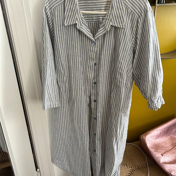 Eileen Fisher Woman Blue Striped Dress - Picture 1 of 5